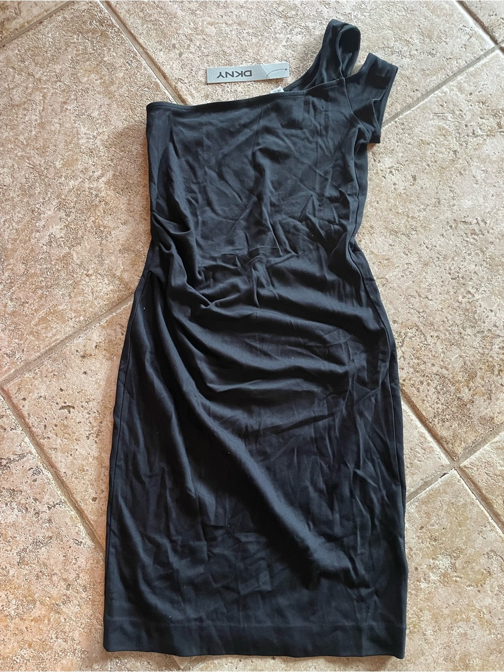 DKNY Black One-Shoulder Sheath Dress